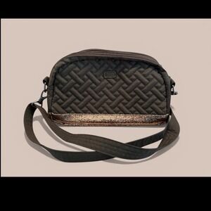Brown with Bronze Sparkles/Glitter Lug Smooth and Quilted Punter Crossbody Bag